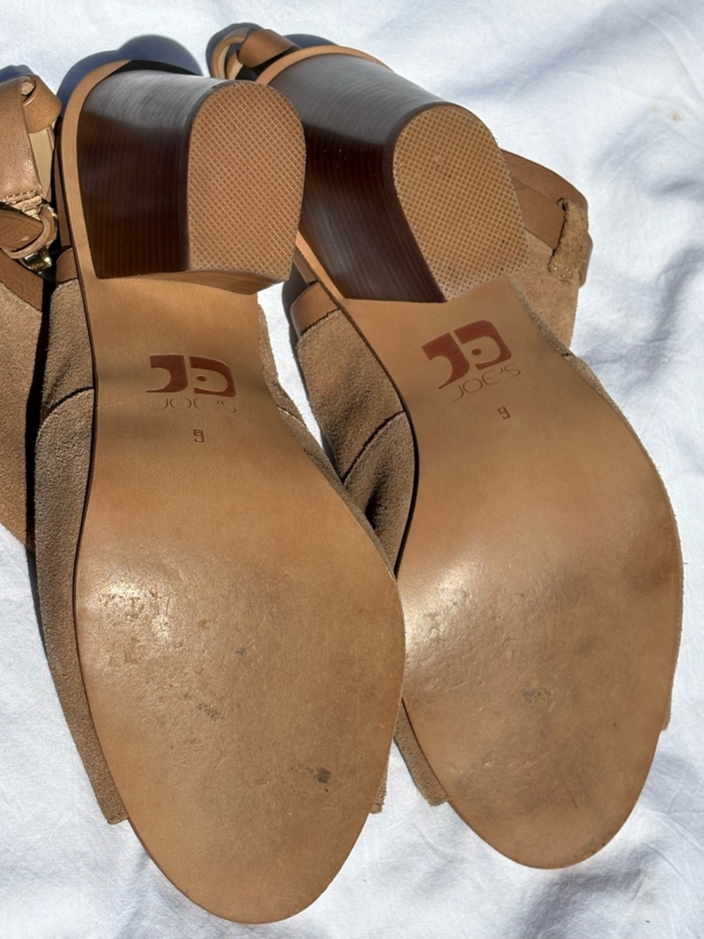 Joe’s Jeans Suede Block Heel Sandals | Boho Neutral Heels - Picture 6 of 6